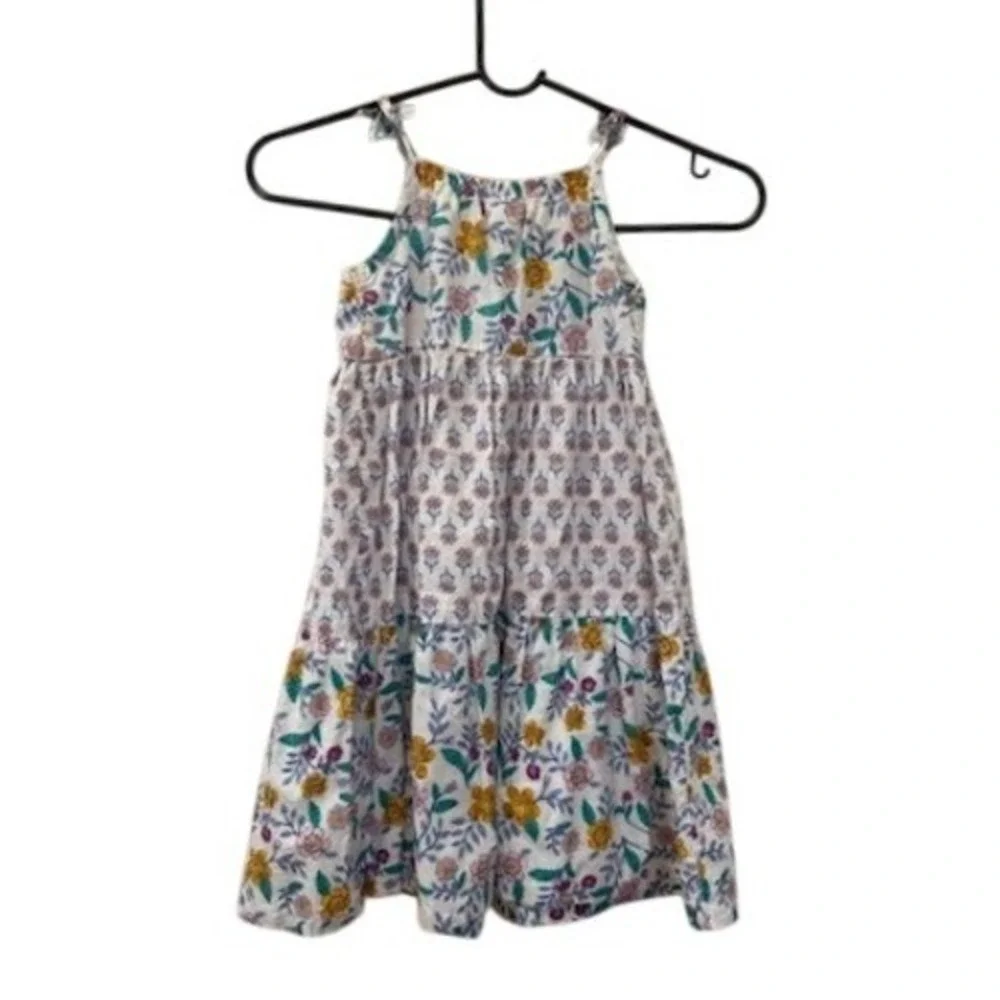 Carter's Floral Tiered Dress Toddler 3T Cotton Sleeveless Shoulder Ties‎ EASTER
